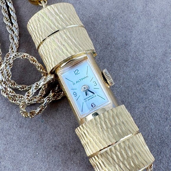 Vintage B Altman Swiss Slide Pendant or Lipstick Watch - Picture 3 of 7
